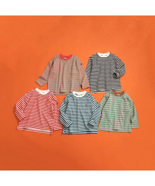 BREEZE(ブリーズ)の「【WEB限定・ユニセックス】ボーダー&無地長袖Tシャツ(Tシャツ/カットソー・キッズ・ベージュ/ピンク/イエロー/その他11/その他12/ブルー/グリーン/エメラルド/クリーム/ブラック/レッド/オフホワイト・90/130/140/100/110/120/150)」の17枚目の写真