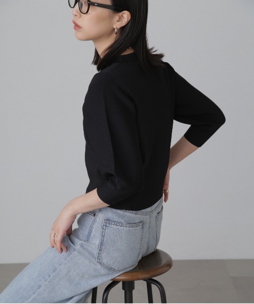 FREE'S MART（フリーズマート）の「［洗える］マシンウォッシャブル総針袖コクーン7分袖ニット（ニット/セーター・レディース・ピンク/ブラック/オフホワイト/ブルー・FREE）」の7枚目の写真