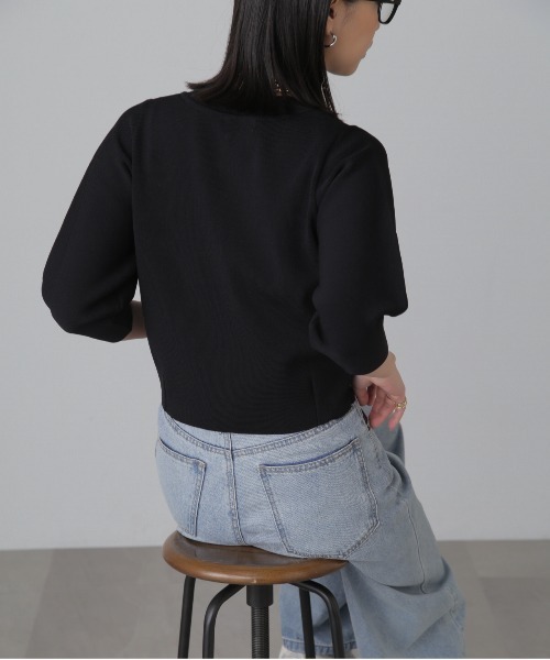 FREE'S MART（フリーズマート）の「［洗える］マシンウォッシャブル総針袖コクーン7分袖ニット（ニット/セーター・レディース・ピンク/ブラック/オフホワイト/ブルー・FREE）」の8枚目の写真