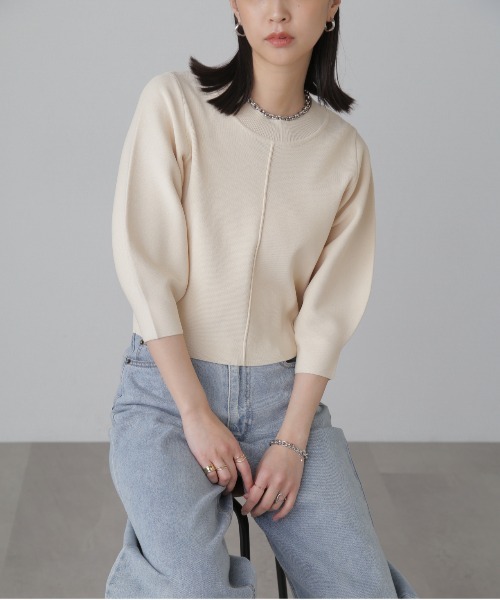 FREE'S MART（フリーズマート）の「［洗える］マシンウォッシャブル総針袖コクーン7分袖ニット（ニット/セーター・レディース・ピンク/ブラック/オフホワイト/ブルー・FREE）」の14枚目の写真