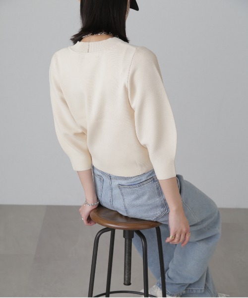 FREE'S MART（フリーズマート）の「［洗える］マシンウォッシャブル総針袖コクーン7分袖ニット（ニット/セーター・レディース・ピンク/ブラック/オフホワイト/ブルー・FREE）」の16枚目の写真