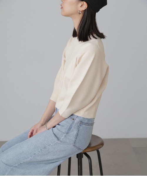 FREE'S MART（フリーズマート）の「［洗える］マシンウォッシャブル総針袖コクーン7分袖ニット（ニット/セーター・レディース・ピンク/ブラック/オフホワイト/ブルー・FREE）」の18枚目の写真