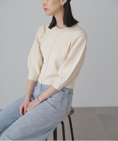 FREE'S MART（フリーズマート）の「［洗える］マシンウォッシャブル総針袖コクーン7分袖ニット（ニット/セーター・レディース・ピンク/ブラック/オフホワイト/ブルー・FREE）」の19枚目の写真