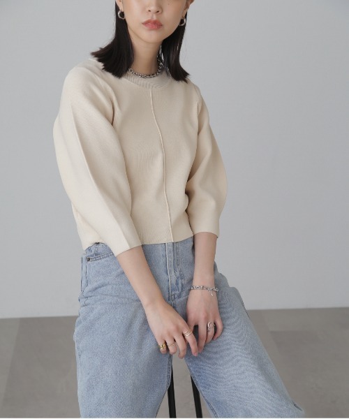 FREE'S MART（フリーズマート）の「［洗える］マシンウォッシャブル総針袖コクーン7分袖ニット（ニット/セーター・レディース・ピンク/ブラック/オフホワイト/ブルー・FREE）」の20枚目の写真