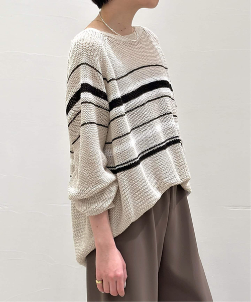 AP STUDIO（エーピーストゥディオ）の「カームボーダーニット（ニット/セーター・レディース・ブラック/ベージュ・FREE）」の3枚目の写真