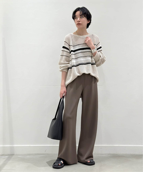 AP STUDIO（エーピーストゥディオ）の「カームボーダーニット（ニット/セーター・レディース・ブラック/ベージュ・FREE）」の4枚目の写真