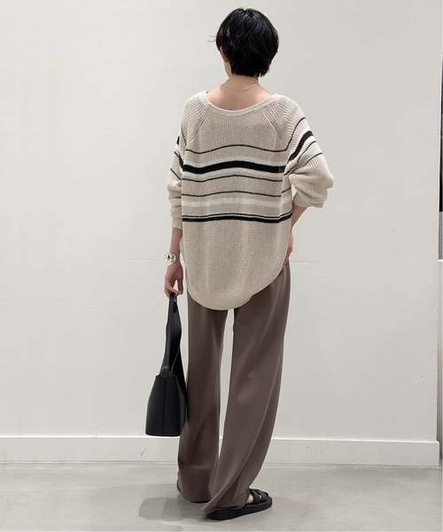 AP STUDIO（エーピーストゥディオ）の「カームボーダーニット（ニット/セーター・レディース・ブラック/ベージュ・FREE）」の6枚目の写真