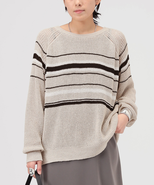 AP STUDIO（エーピーストゥディオ）の「カームボーダーニット（ニット/セーター・レディース・ブラック/ベージュ・FREE）」の7枚目の写真