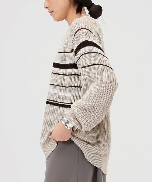 AP STUDIO（エーピーストゥディオ）の「カームボーダーニット（ニット/セーター・レディース・ブラック/ベージュ・FREE）」の8枚目の写真