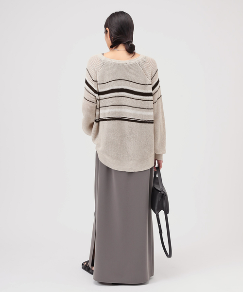 AP STUDIO（エーピーストゥディオ）の「カームボーダーニット（ニット/セーター・レディース・ブラック/ベージュ・FREE）」の12枚目の写真