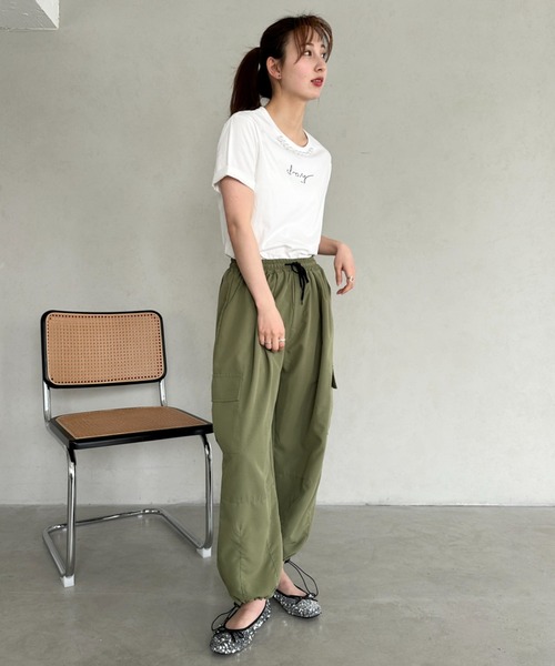 un+frame（アンフレーム）の「パールモチーフロゴ半袖トップス（Tシャツ/カットソー・レディース・ベージュ/ホワイト/ブラック・FREE）」の22枚目の写真