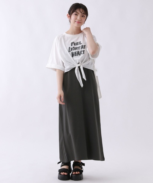 repipi armario（レピピ アルマリオ）の「☆セットアイテム☆フロントノットワンピース（ワンピース・キッズ・スミクロ/ライム/グレー・SMALL/MEDIUM/LARGE）」の2枚目の写真