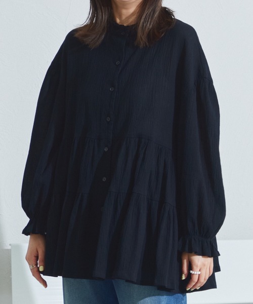 てん様machatt マチャット美品オレンジフリルブラウス　ティアードチュニック てん様machatt マチャット美品オレンジフリルブラウス