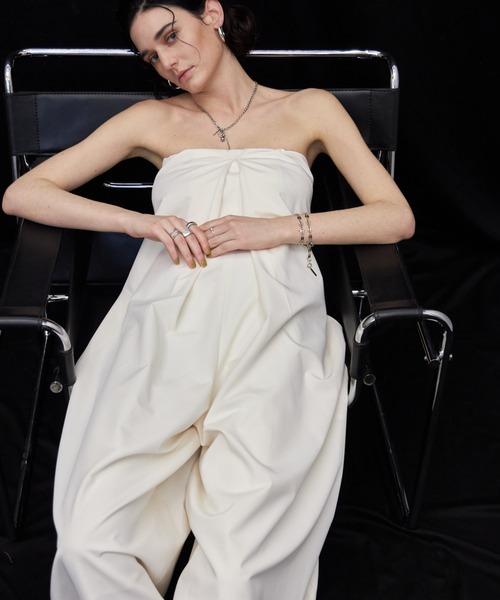 JOSE MOON（ジョゼムーン）の「TACK BARE JUMPSUIT/タックベアジャンプスーツ（つなぎ/オールインワン・レディース・ホワイト/ブラック/グレー・36/38）」の19枚目の写真