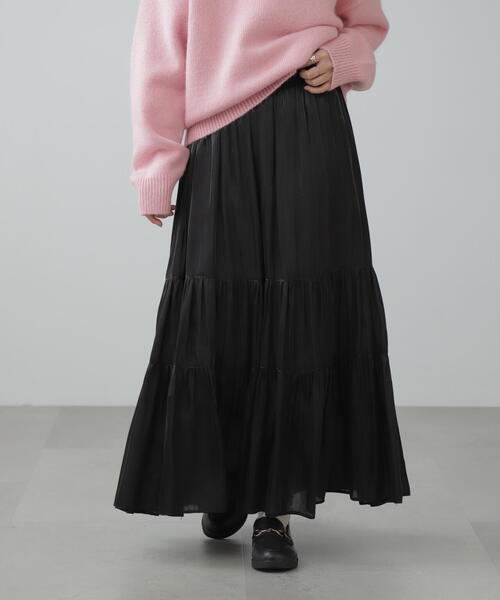 FREE'S MART（フリーズマート）の「◇シャイニーティアードスカート（スカート・レディース・ブルー/ホワイト/ブラック/ブルー系その他/ライトインディゴブルー・SMALL/MEDIUM）」の2枚目の写真