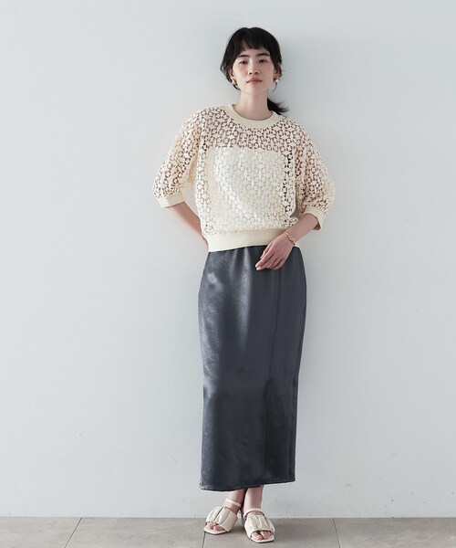 GALLEST（ギャレスト）の「◆レースクロップドトップス（シャツ/ブラウス・レディース・ブラック/ベージュ/オフホワイト・38）」の4枚目の写真