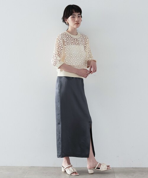 GALLEST（ギャレスト）の「◆レースクロップドトップス（シャツ/ブラウス・レディース・ブラック/ベージュ/オフホワイト・38）」の5枚目の写真