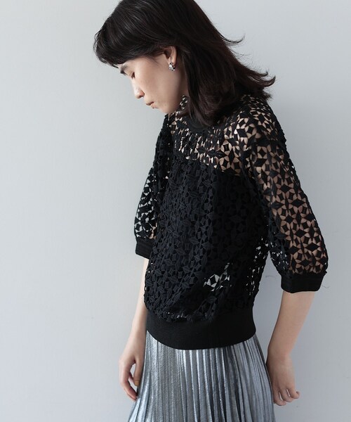 GALLEST（ギャレスト）の「◆レースクロップドトップス（シャツ/ブラウス・レディース・ブラック/ベージュ/オフホワイト・38）」の9枚目の写真