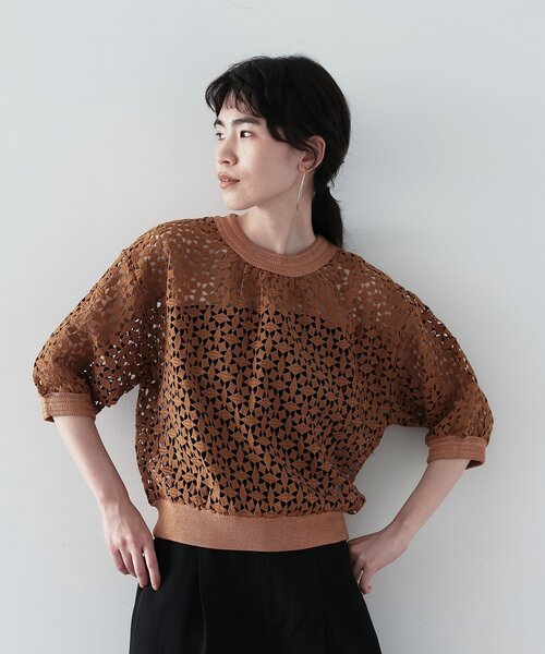 GALLEST（ギャレスト）の「◆レースクロップドトップス（シャツ/ブラウス・レディース・ブラック/ベージュ/オフホワイト・38）」の16枚目の写真