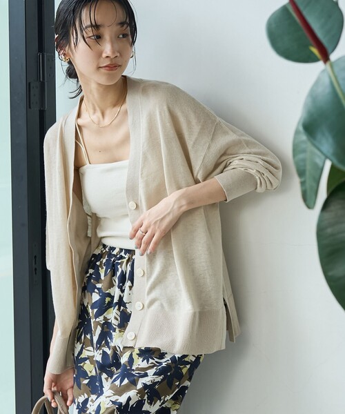 coen(コーエン)の「ラミービスコーステンジクVネックカーディガン(カーディガン/ボレロ・レディース・オレンジ/ベージュ/ダークグレー/オフホワイト・FREE)」の1枚目の写真