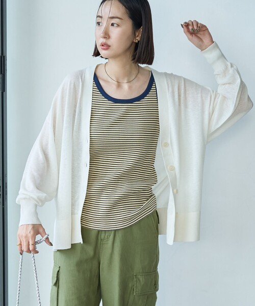 coen（コーエン）の「ラミービスコーステンジクVネックカーディガン