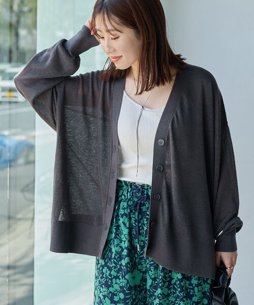 coen(コーエン)の「ラミービスコーステンジクVネックカーディガン(カーディガン/ボレロ・レディース・オレンジ/ベージュ/ダークグレー/オフホワイト・FREE)」の3枚目の写真