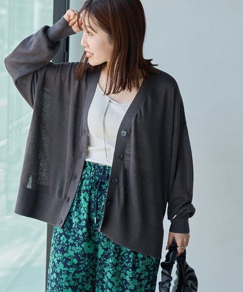 coen(コーエン)の「ラミービスコーステンジクVネックカーディガン(カーディガン/ボレロ・レディース・オレンジ/ベージュ/ダークグレー/オフホワイト・FREE)」の9枚目の写真