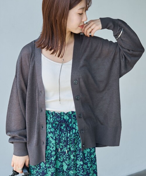 coen(コーエン)の「ラミービスコーステンジクVネックカーディガン(カーディガン/ボレロ・レディース・オレンジ/ベージュ/ダークグレー/オフホワイト・FREE)」の10枚目の写真