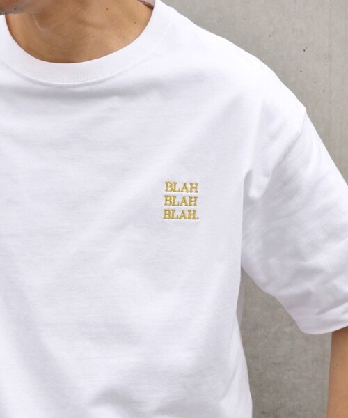 SHIPS any（シップス エニィ）の「【WEB限定】SHIPS any: BLAH BLAH BLAH.ワンポイント 刺繍 ルーズ Tシャツ(ユニセックス)◆（Tシャツ/カットソー・メンズ・ネイビー/ホワイト/ブラック/グレー・SMALL/MEDIUM/LARGE/X-LARGE）」の5枚目の写真