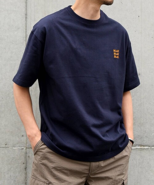 SHIPS any（シップス エニィ）の「【WEB限定】SHIPS any: BLAH BLAH BLAH.ワンポイント 刺繍 ルーズ Tシャツ(ユニセックス)◇（Tシャツ/カットソー・メンズ・ネイビー/ホワイト/ブラック/グレー・SMALL/MEDIUM/LARGE/X-LARGE）」の19枚目の写真