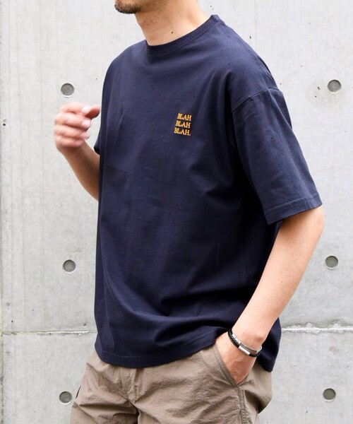 SHIPS any（シップス エニィ）の「【WEB限定】SHIPS any: BLAH BLAH BLAH.ワンポイント 刺繍 ルーズ Tシャツ(ユニセックス)◇（Tシャツ/カットソー・メンズ・ネイビー/ホワイト/ブラック/グレー・SMALL/MEDIUM/LARGE/X-LARGE）」の18枚目の写真