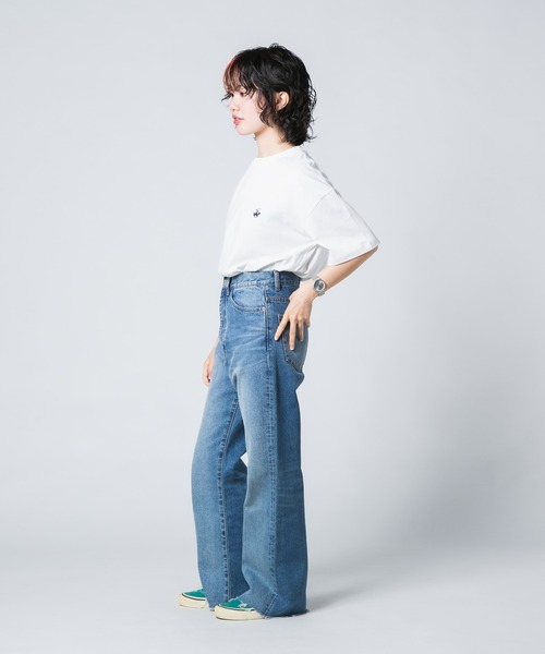 BEVERLY HILLS POLO CLUB(ビバリーヒルズポロクラブ)の「【BEVERLY HILLS POLO CLUB/ビバリーヒルズポロクラブ】ワンポイント刺繍Tシャツ(Tシャツ/カットソー・レディース・オフホワイト/サックスブルー/スミクロ/ネイビー/グリーン/ピンク・MEDIUM/LARGE)」の7枚目の写真