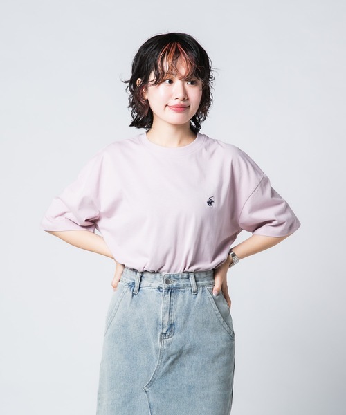 BEVERLY HILLS POLO CLUB(ビバリーヒルズポロクラブ)の「【BEVERLY HILLS POLO CLUB/ビバリーヒルズポロクラブ】ワンポイント刺繍Tシャツ(Tシャツ/カットソー・レディース・オフホワイト/サックスブルー/スミクロ/ネイビー/グリーン/ピンク・MEDIUM/LARGE)」の18枚目の写真