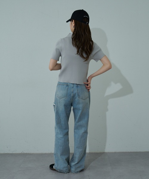 COLONY 2139（コロニートゥーワンスリーナイン）の「エステルヤーン半袖衿付きWジップトップス（カーディガン/ボレロ・レディース・ブラック/ホワイト/ライトグレー・FREE）」の14枚目の写真