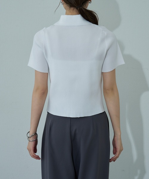 COLONY 2139（コロニートゥーワンスリーナイン）の「エステルヤーン半袖衿付きWジップトップス（カーディガン/ボレロ・レディース・ブラック/ホワイト/ライトグレー・FREE）」の11枚目の写真