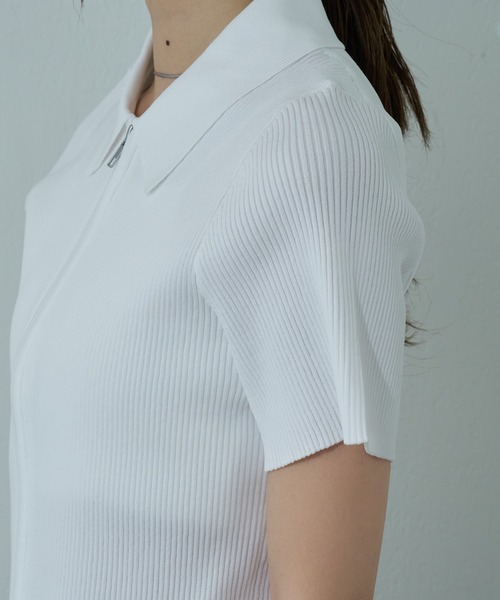 COLONY 2139（コロニートゥーワンスリーナイン）の「エステルヤーン半袖衿付きWジップトップス（カーディガン/ボレロ・レディース・ブラック/ホワイト/ライトグレー・FREE）」の8枚目の写真