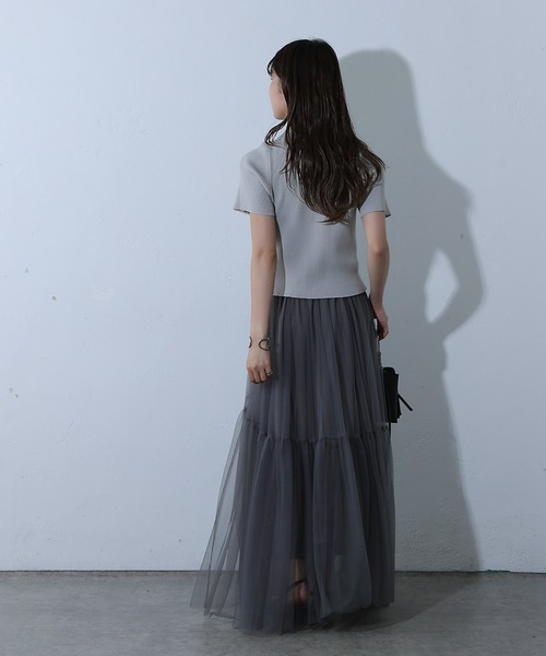 COLONY 2139（コロニートゥーワンスリーナイン）の「エステルヤーン半袖衿付きWジップトップス（カーディガン/ボレロ・レディース・ブラック/ホワイト/ライトグレー・FREE）」の22枚目の写真