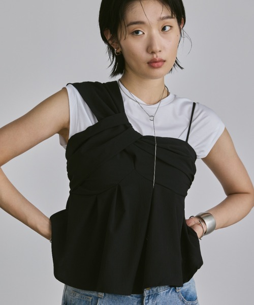 Aunt Marie's（アントマリーズ）の「フロントツイストアシメキャミ/ビスチェ（ベスト・レディース・ブラック/ホワイト・FREE）」の14枚目の写真