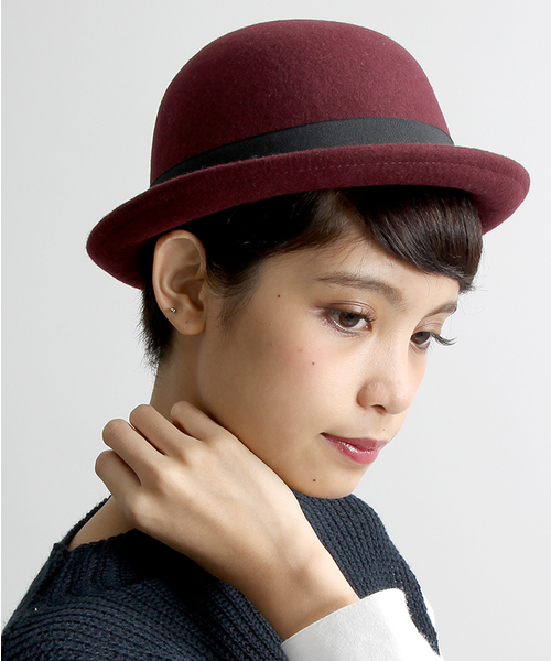 WEGO(ウィゴー)の「WEGO/ フェルトボーラーハット(ハット・レディース・ブラック/ワイン/キャメル/ダークグレー/ネイビー・FREE)」の5枚目の写真