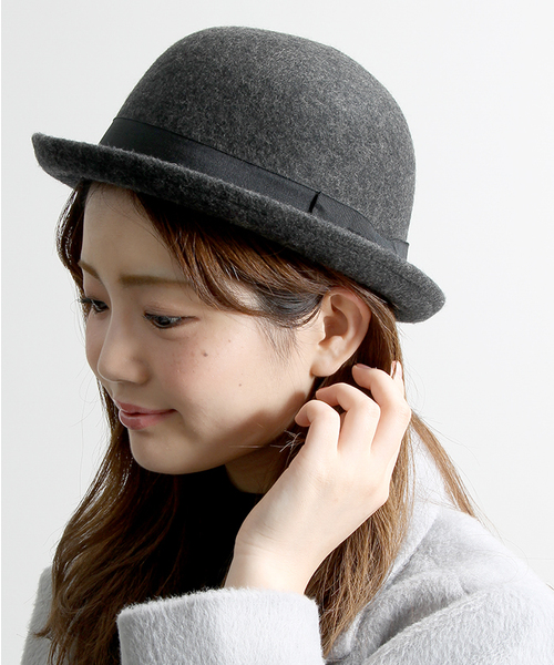 WEGO(ウィゴー)の「WEGO/ フェルトボーラーハット(ハット・レディース・ブラック/ワイン/キャメル/ダークグレー/ネイビー・FREE)」の2枚目の写真