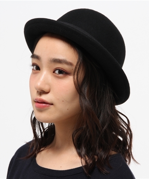 WEGO(ウィゴー)の「WEGO/ フェルトボーラーハット(ハット・レディース・ブラック/ワイン/キャメル/ダークグレー/ネイビー・FREE)」の9枚目の写真