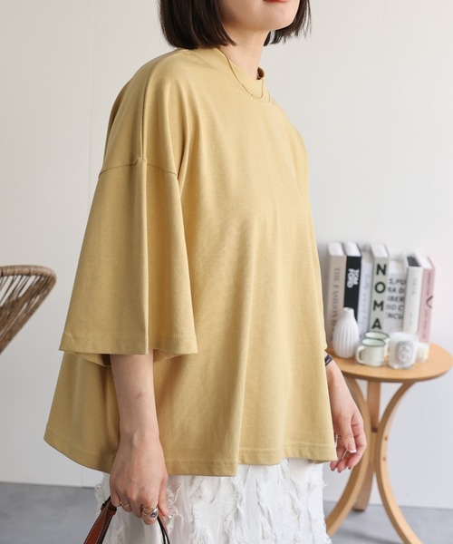 ap retro(アプレトロ)の「ビッグシルエットTシャツ(Tシャツ/カットソー・レディース・イエロー/ブラック/アイボリー・MEDIUM)」の3枚目の写真