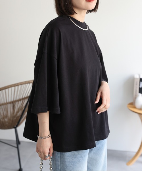 ap retro(アプレトロ)の「ビッグシルエットTシャツ(Tシャツ/カットソー・レディース・イエロー/ブラック/アイボリー・MEDIUM)」の21枚目の写真