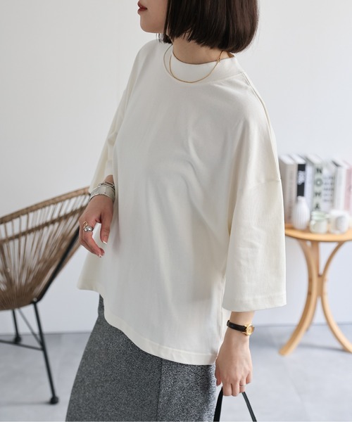 ap retro(アプレトロ)の「ビッグシルエットTシャツ(Tシャツ/カットソー・レディース・イエロー/ブラック/アイボリー・MEDIUM)」の6枚目の写真