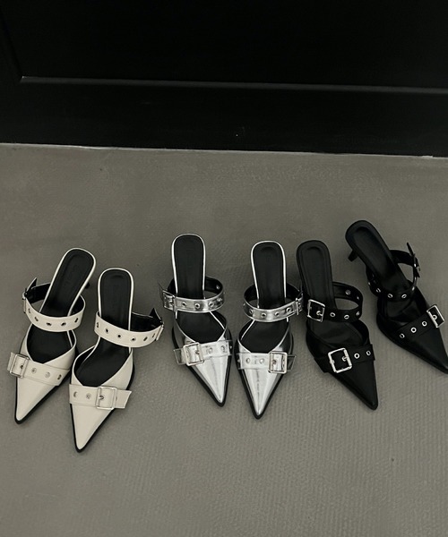 HALEY PESCA（ヘーリーペスカ）の「HALEY PESCA/ポインテッドトゥ　ベルトハイヒールサンダル（サンダル・レディース・シルバー/アイボリー/ブラック・38/36/40）」の8枚目の写真