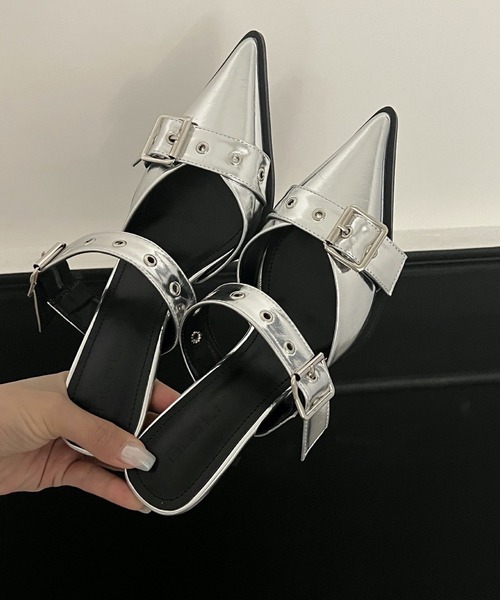 HALEY PESCA（ヘーリーペスカ）の「HALEY PESCA/ポインテッドトゥ　ベルトハイヒールサンダル（サンダル・レディース・シルバー/アイボリー/ブラック・38/36/40）」の13枚目の写真