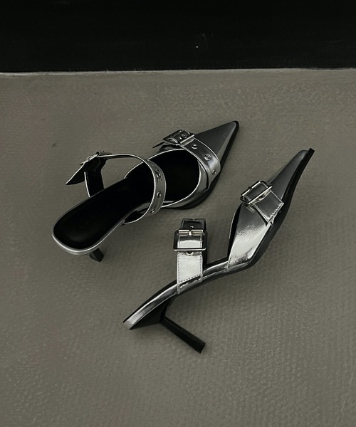 HALEY PESCA（ヘーリーペスカ）の「HALEY PESCA/ポインテッドトゥ　ベルトハイヒールサンダル（サンダル・レディース・シルバー/アイボリー/ブラック・38/36/40）」の14枚目の写真