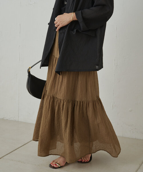 新品【Loungedress】ラウンジドレス 楊柳ティアードスカート LOUNGEDRESS（ラウンジドレス）の「楊柳ティアードスカート