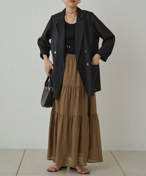 【新品タグ付】ラウンジドレス 楊柳ティアードスカート ブラック Loungedress】楊柳ティアードSK[品番：PALW0005456]｜PAL GROUP