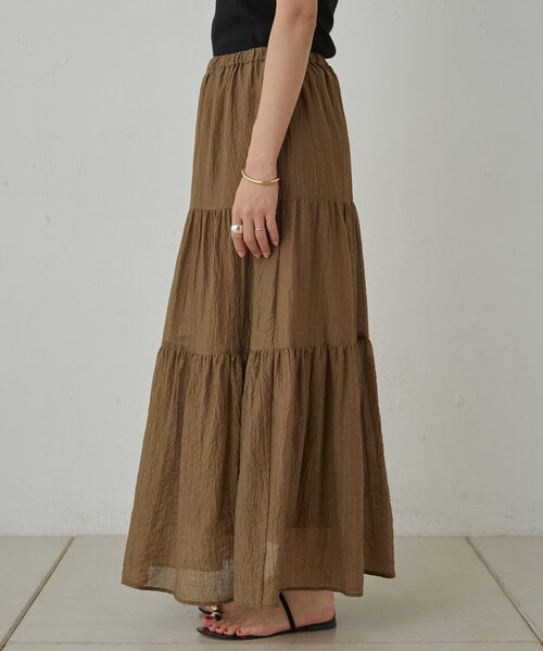 新品　Loungedress 楊柳ティアードスカート　ラウンジドレス　ブラック LOUNGEDRESS（ラウンジドレス）の「楊柳ティアードスカート